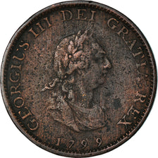 Coin, Great Britain, George III, Farthing, 1799, VF(30-35), Copper, KM:646