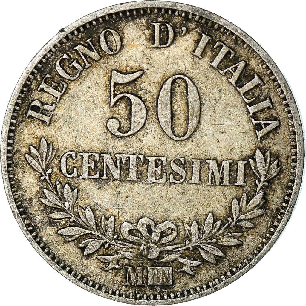 Coin, Italy, Vittorio Emanuele II, 50 Centesimi, 1867, Milan, VF(30-35), Silver
