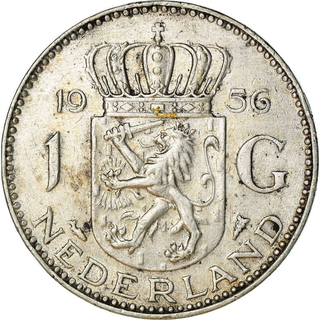 Coin, Netherlands, Juliana, Gulden, 1956, EF(40-45), Silver, KM:184