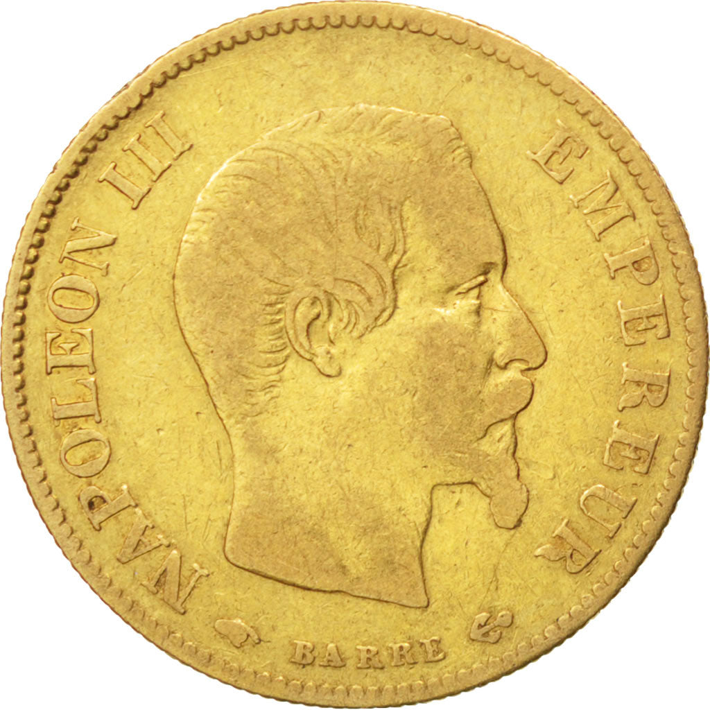 FRANCE, Napoléon III, 10 Francs, 1860, Paris, KM #784.3, VF(20-25), Gold, Gadour