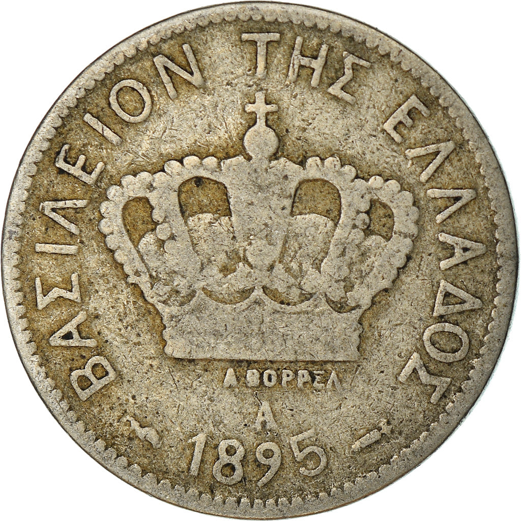 Coin, Greece, George I, 10 Lepta, 1895, Paris, VF(30-35), Copper-nickel, KM:59