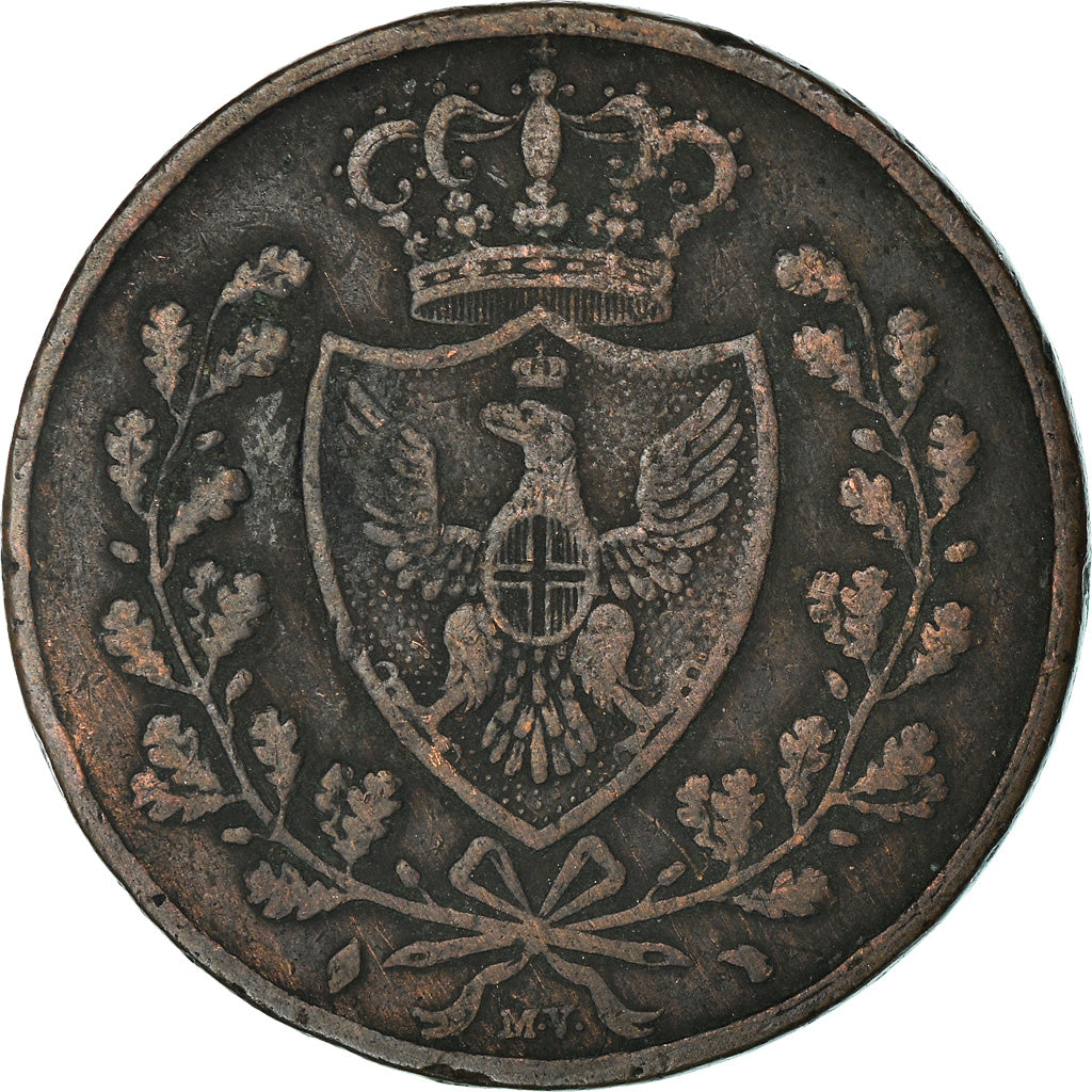 Coin, ITALIAN STATES, SARDINIA, Carlo Felice, 5 Centesimi, 1826, Genoa