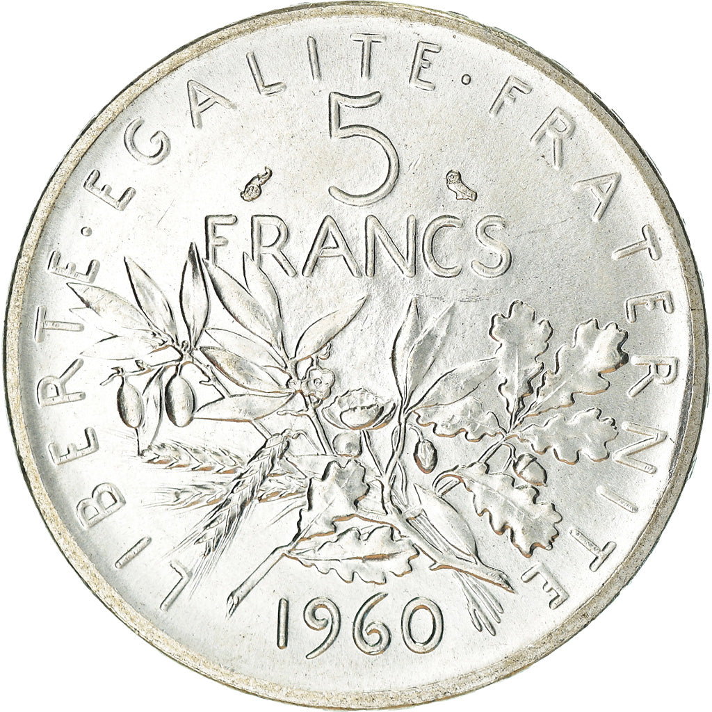 Coin, France, Semeuse, 5 Francs, 1960, MS(65-70), Silver, KM:926, Gadoury:770