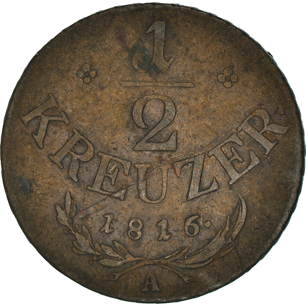 Coin, Austria, Franz II (I), 1/2 Kreuzer, 1816, Vienna, EF(40-45), Copper
