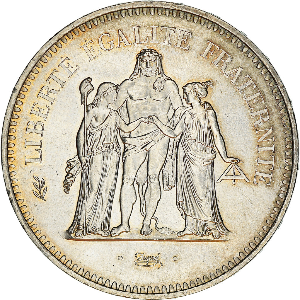 Moneta, Francja, Hercule, 50 Francs, 1977, Paris, Iridescent toning, AU(50-53)