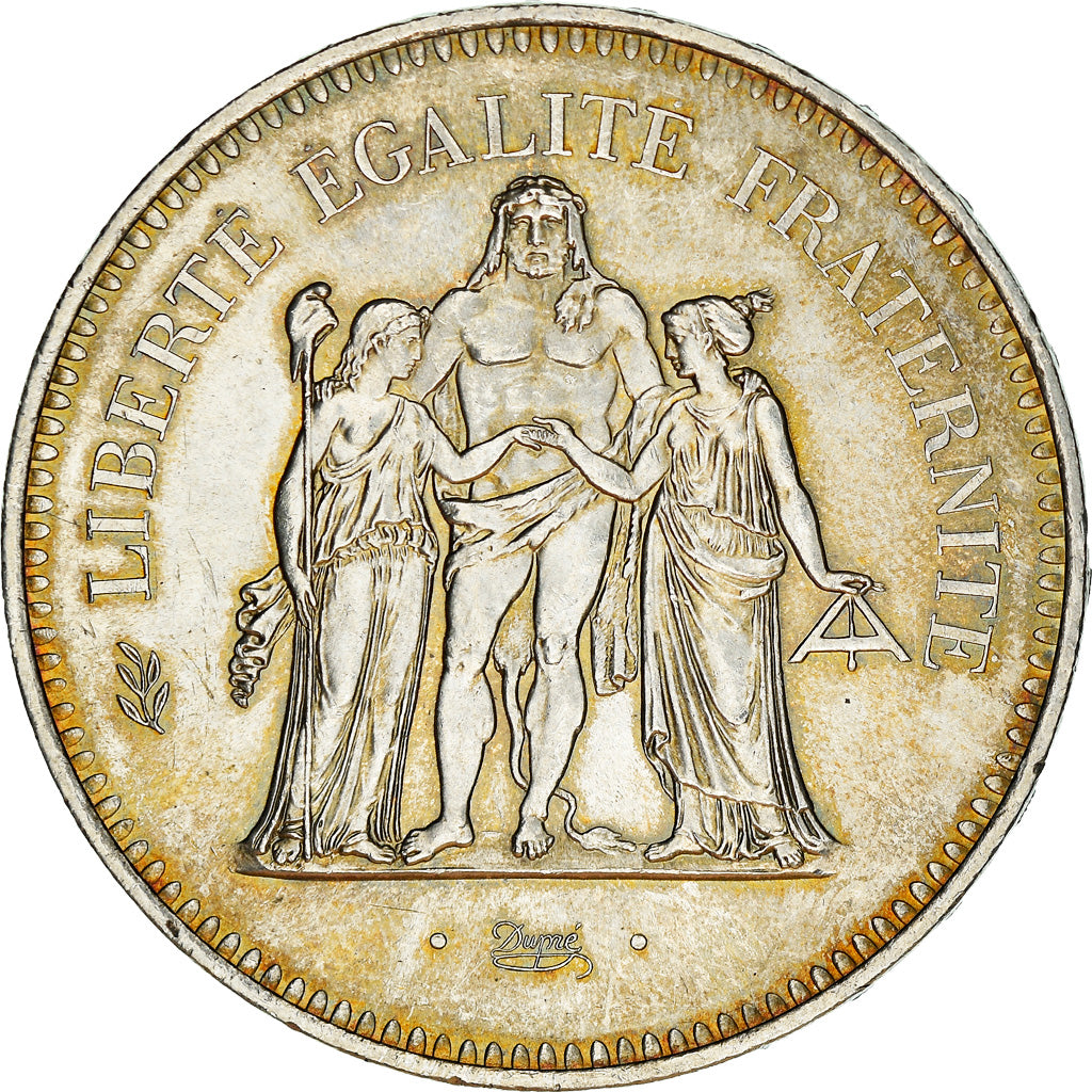 Munten, Frankrijk, Hercule, 50 Francs, 1977, Paris, Iridescent toning, ZF+