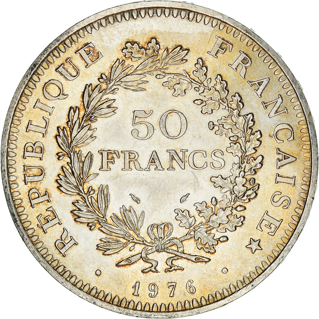 Coin, France, Hercule, 50 Francs, 1976, Paris, Iridescent toning, AU(55-58)