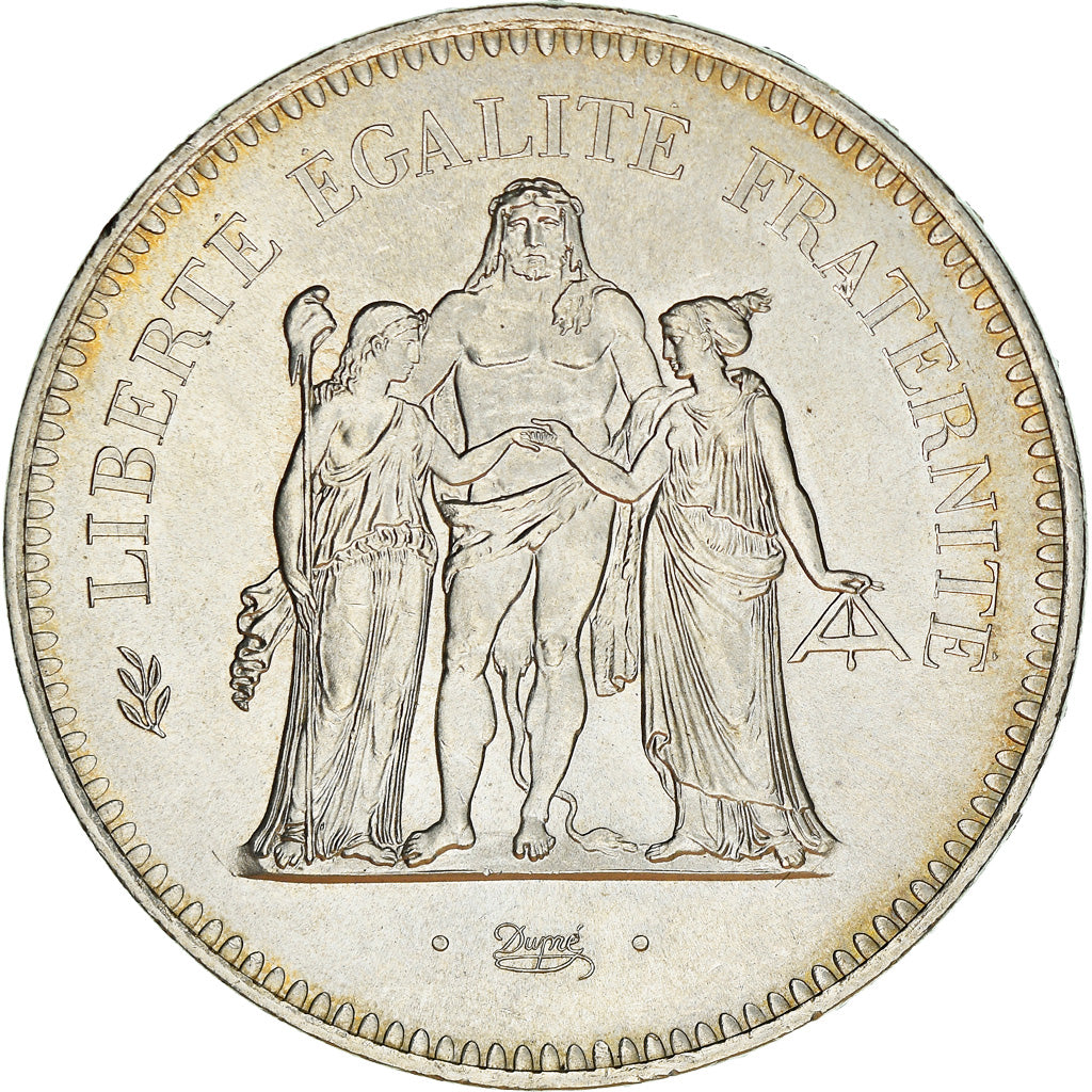 Monnaie, France, Hercule, 50 Francs, 1976, Paris, Patine irisée, SUP+, Argent