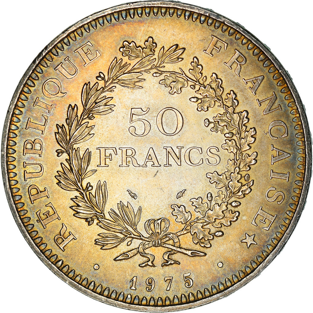 Moneta, Francia, Hercule, 50 Francs, 1975, Paris, Iridescent toning, SPL