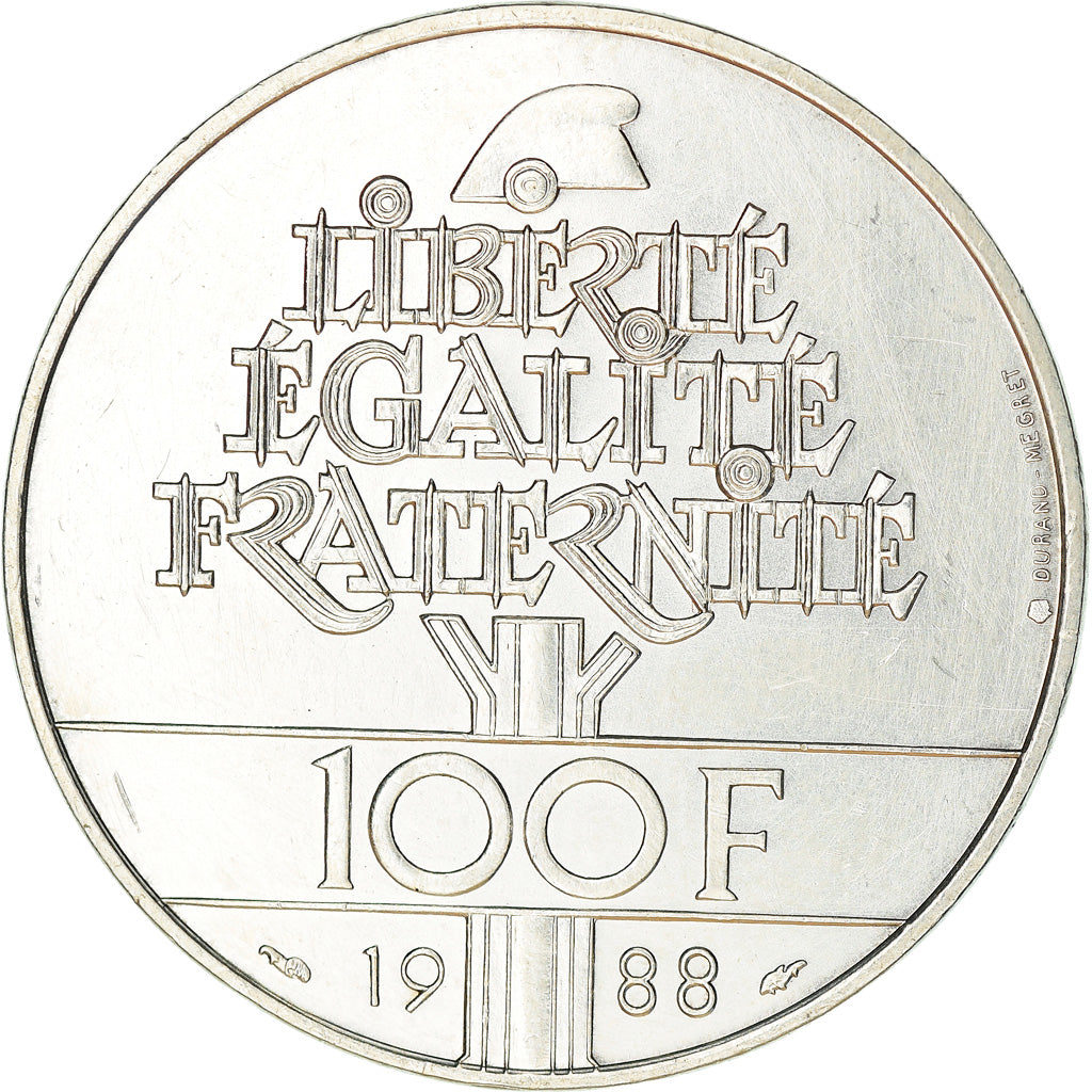 Munten, Frankrijk, 100 Francs, 1988, ZF+, Zilver, KM:P999, Gadoury:237.P1