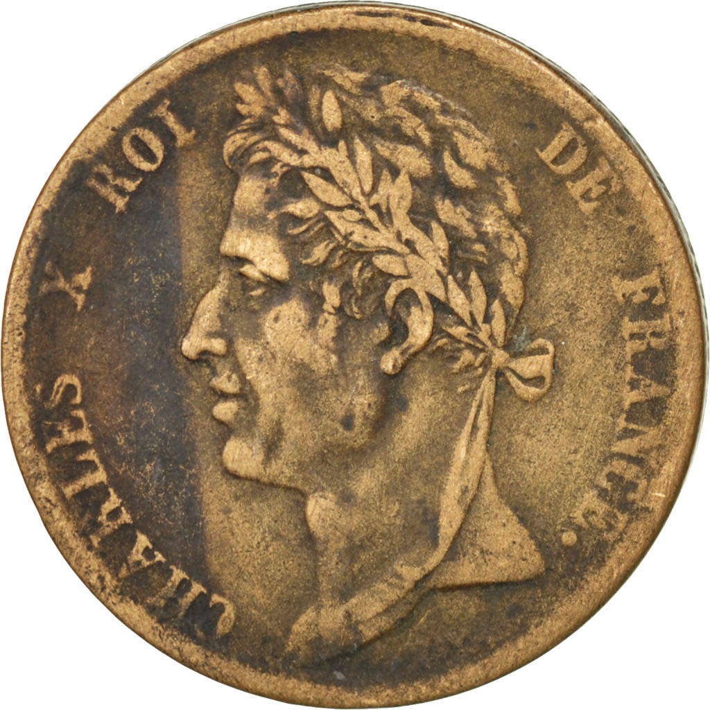 Coin, FRENCH COLONIES, Charles X, 5 Centimes, 1825, Paris, EF(40-45), Bronze