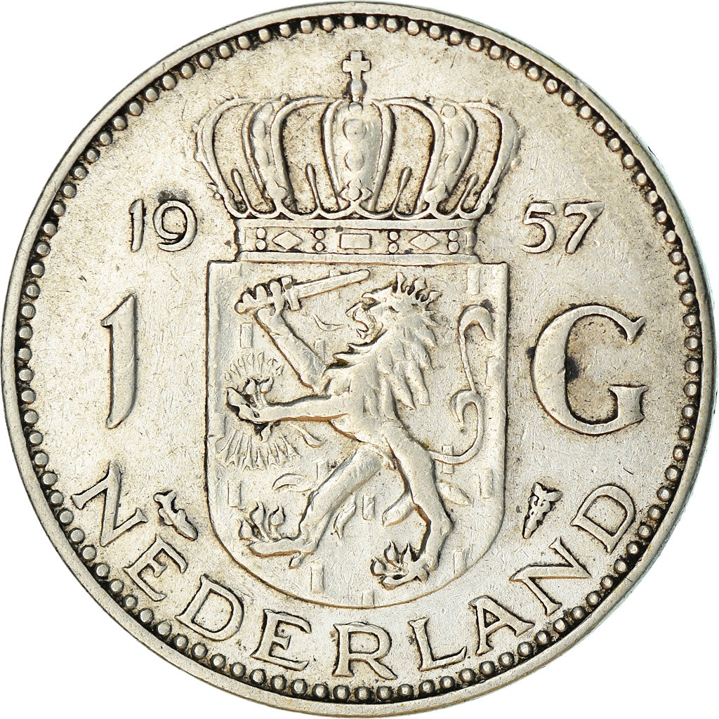 Moneta, Paesi Bassi, Juliana, Gulden, 1957, BB+, Argento, KM:184