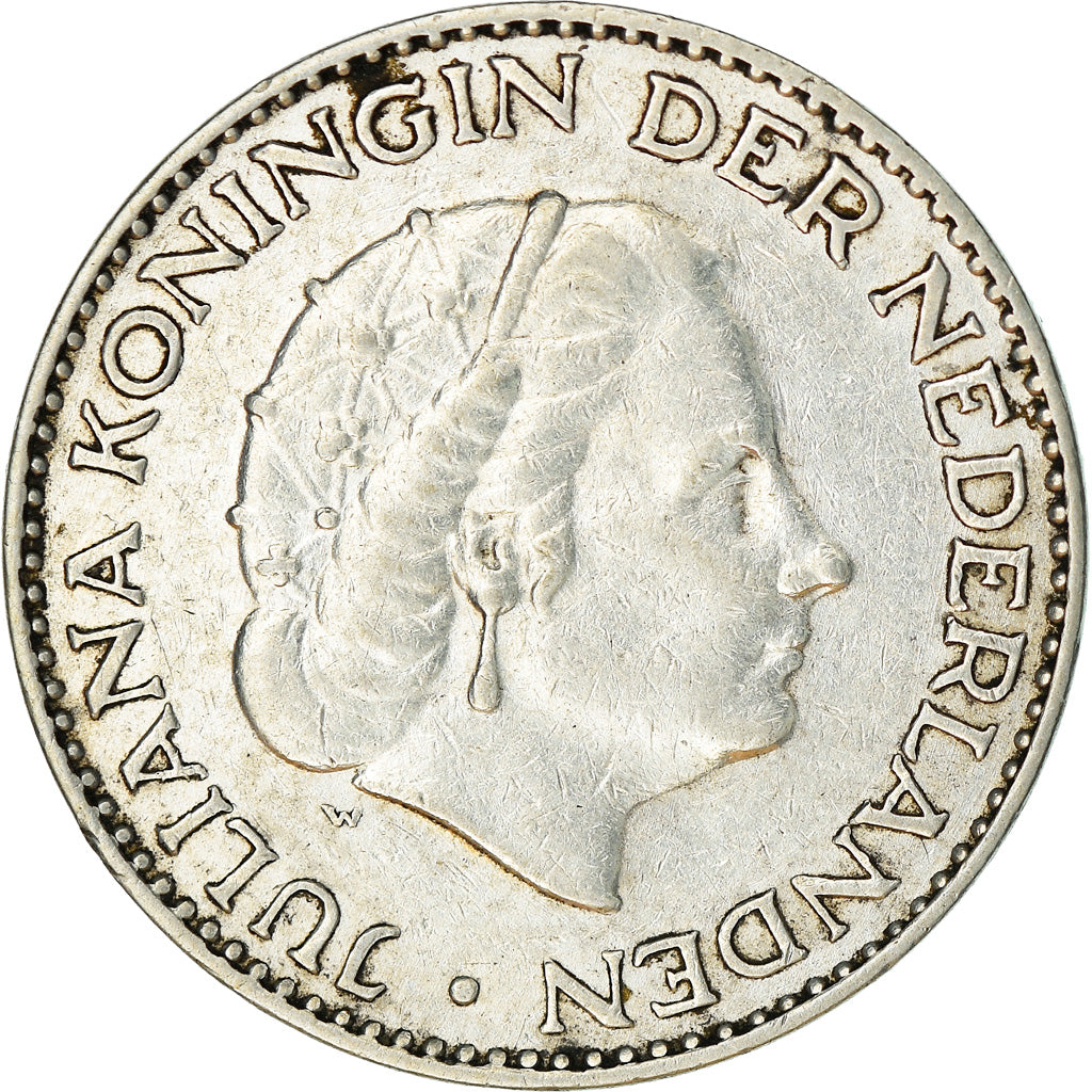Coin, Netherlands, Juliana, Gulden, 1957, EF(40-45), Silver, KM:184