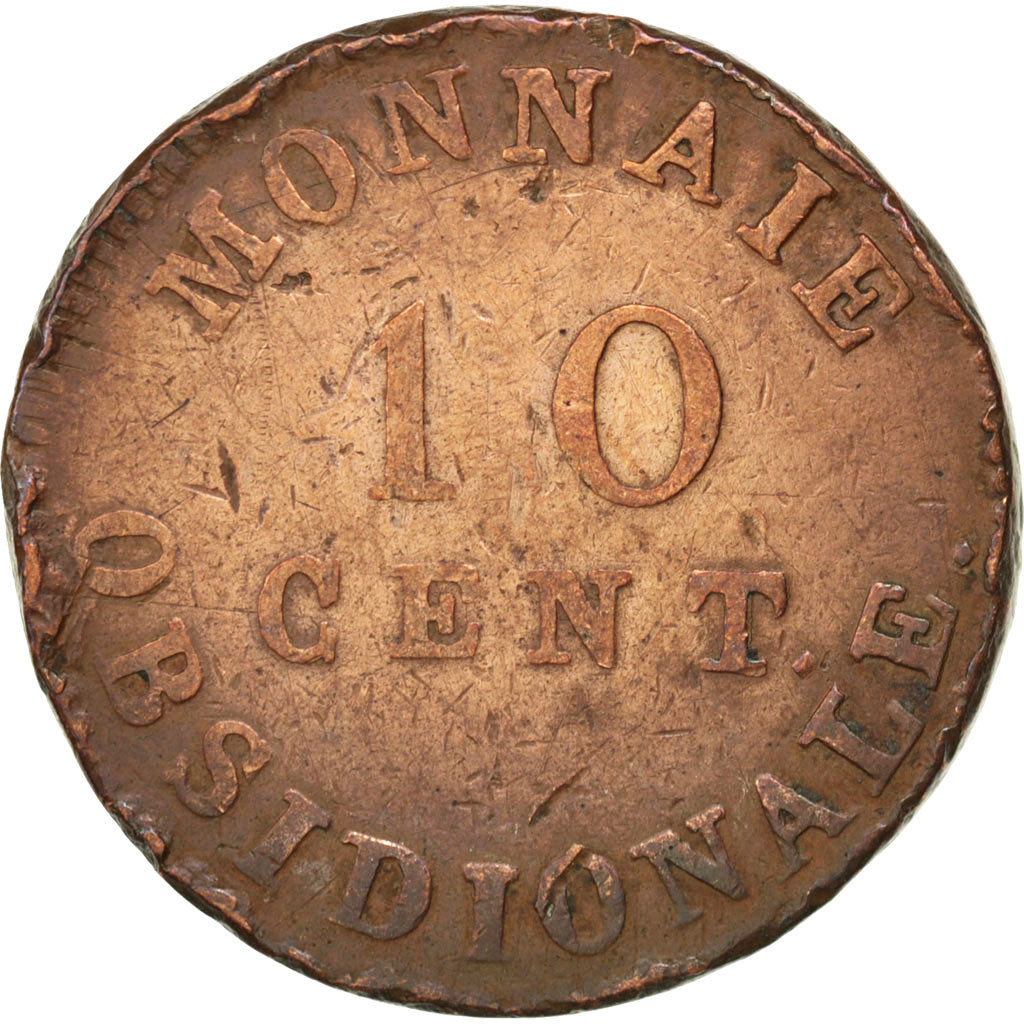 FRENCH STATES, 10 Centimes, 1814, KM #5.4, VF(20-25), Bronze, Gadoury #191c,...