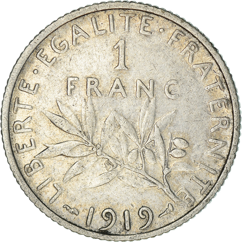 Coin, France, Semeuse, Franc, 1919, Paris, EF(40-45), Silver, KM:844.1
