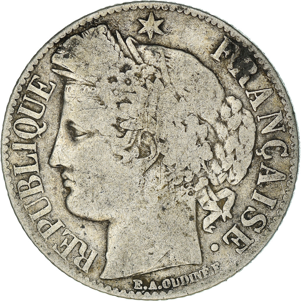 Moeda, França, Cérès, Franc, 1887, Paris, VF(30-35), Prata, KM:822.1