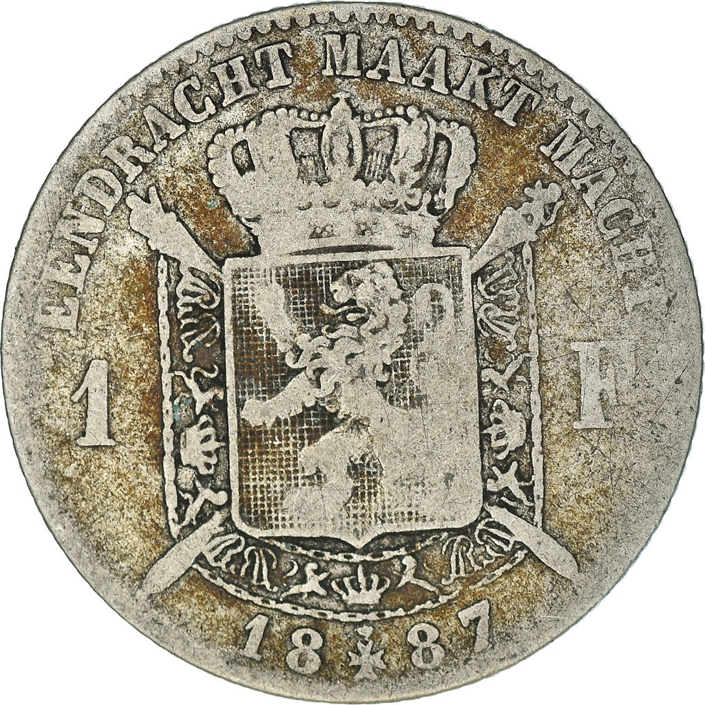 Coin, Belgium, Leopold II, Franc, 1887, VF(30-35), Silver, KM:29.1