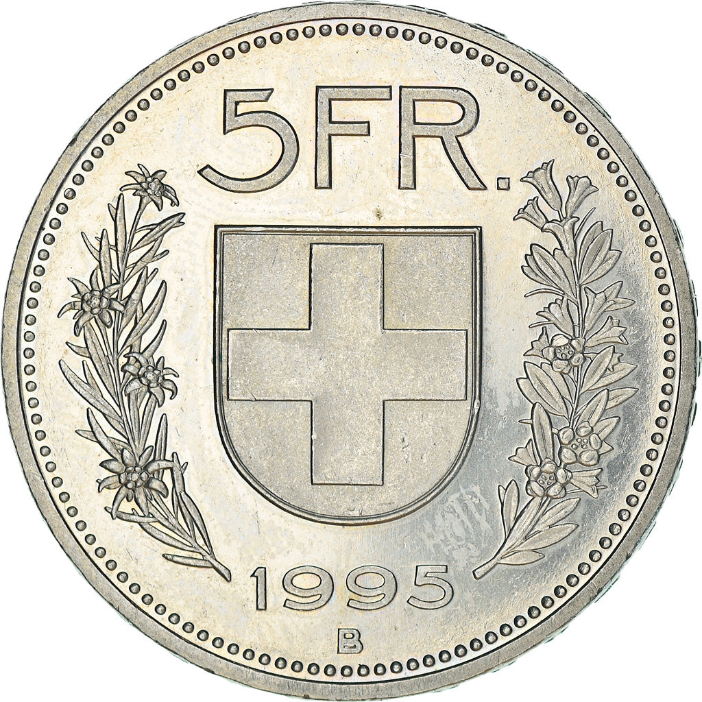 Coin, Switzerland, 5 Francs, 1995, Bern, AU(50-53), Copper-nickel, KM:40a.4