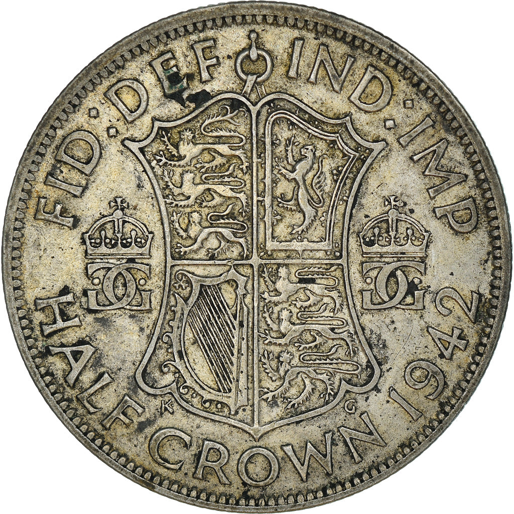 Coin, Great Britain, George VI, 1/2 Crown, 1942, EF(40-45), Silver, KM:856