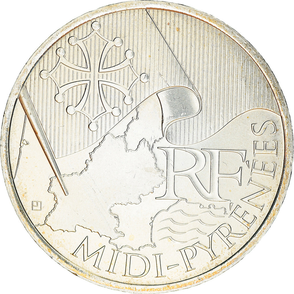 França, 10 Euro, 2010, Paris, MS(63), Prata, KM:1663