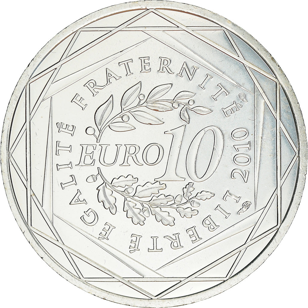 France, 10 Euro, 2010, Paris, MS(63), Silver, KM:1666