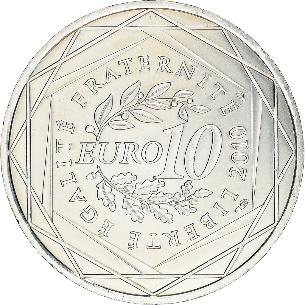 França, 10 Euro, Provence-Alpes-Cote d'Azur, 2010, Paris, MS(65-70), Prata
