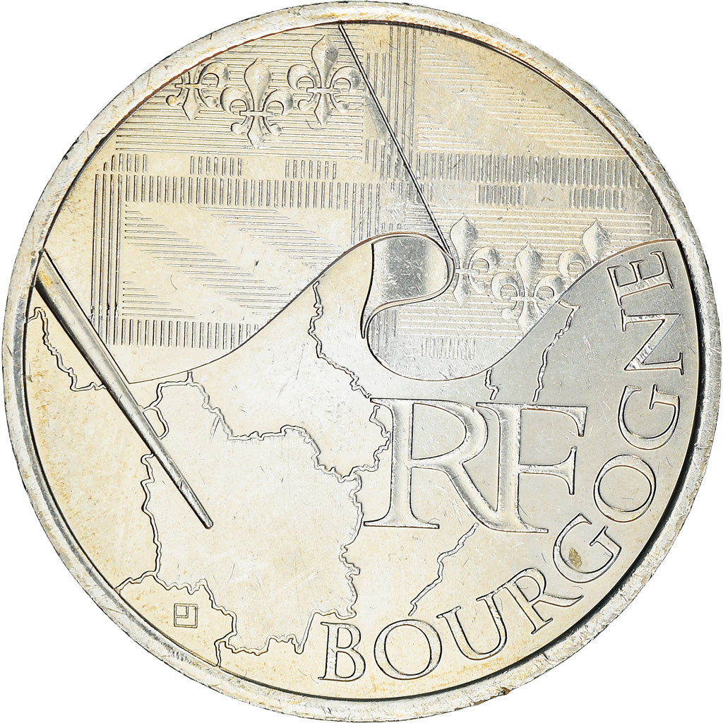 França, 10 Euro, Bourgogne, 2010, Paris, MS(64), Prata, KM:1649