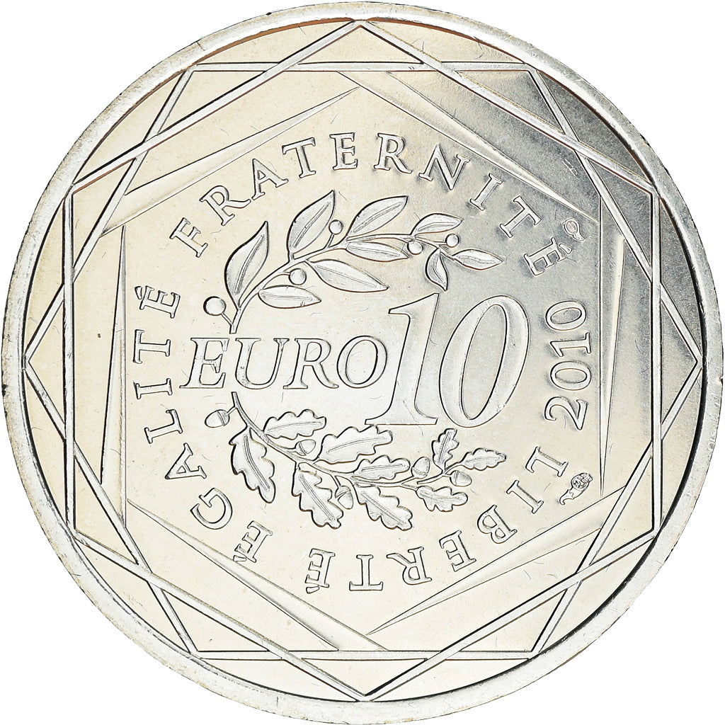 França, 10 Euro, Bourgogne, 2010, Paris, MS(64), Prata, KM:1649