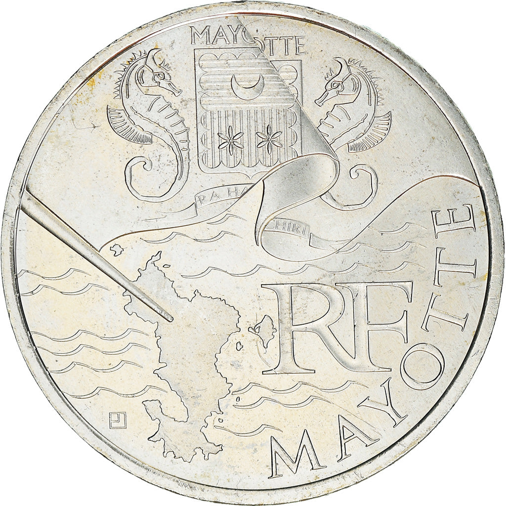 France, 10 Euro, Mayotte, 2010, Paris, MS(64), Silver