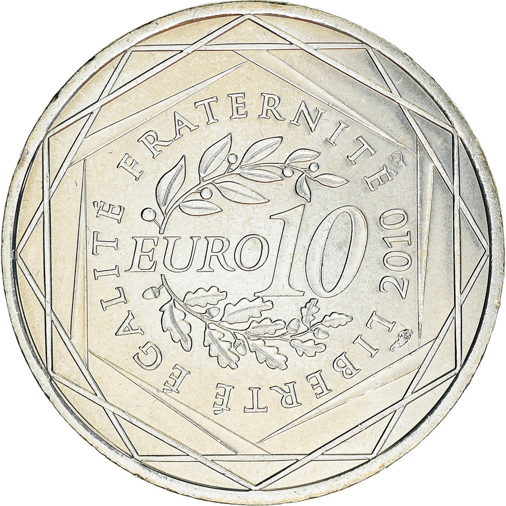 França, 10 Euro, Nord-Pas de Calais, 2010, Paris, MS(64), Prata, KM:1664