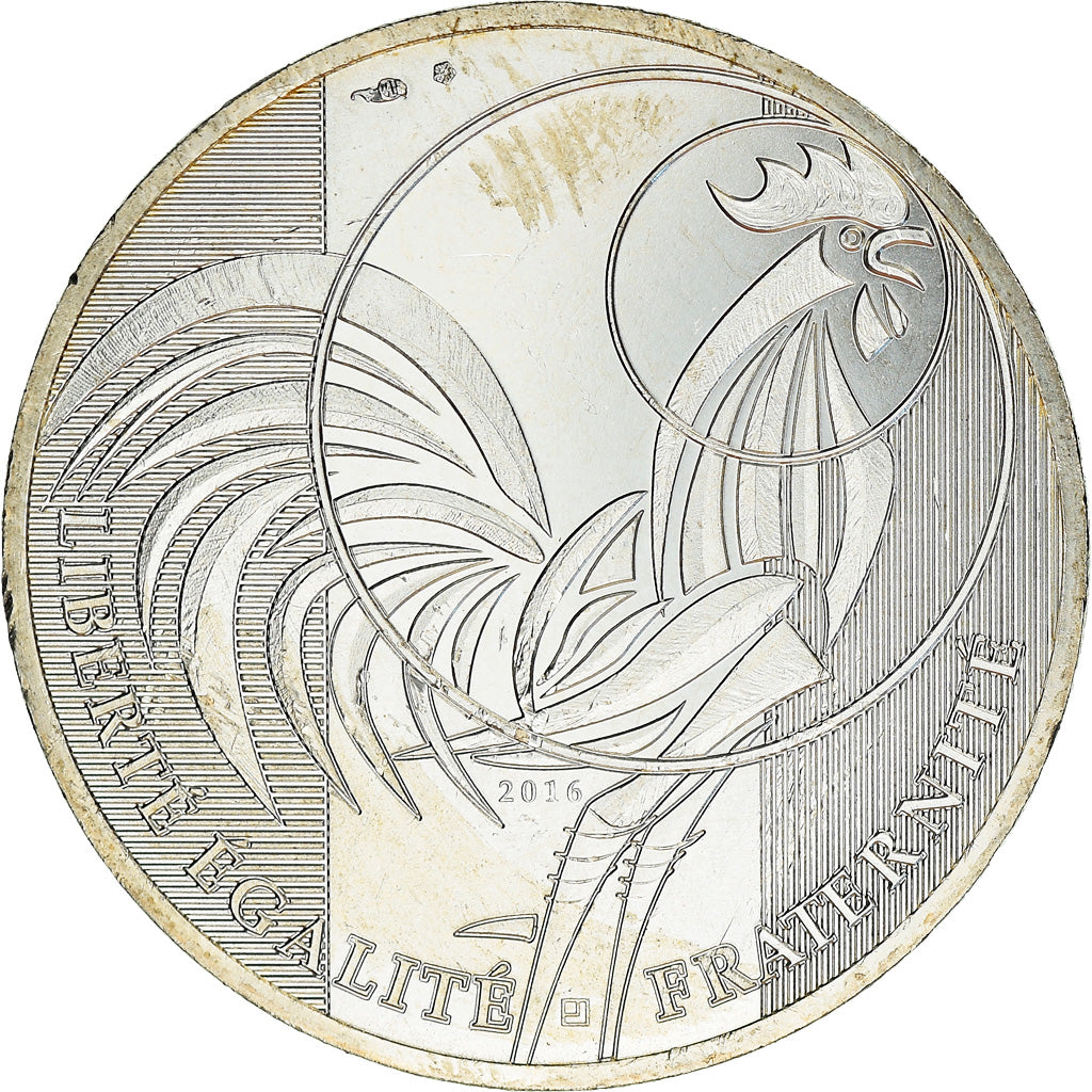 France, 10 Euro, Coq, 2016, MS(63), Silver, Gadoury:EU797