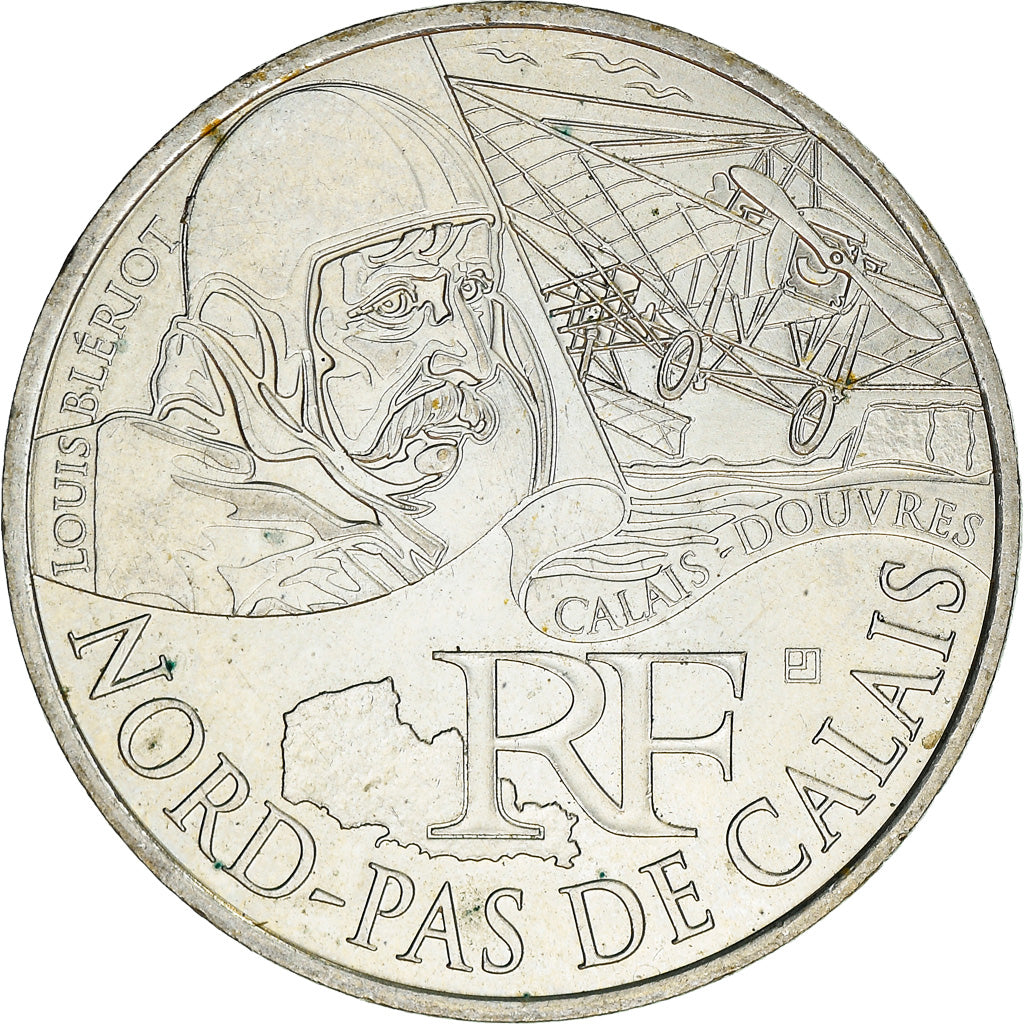 França, 10 Euro, Nord-Pas de Calais, 2012, Paris, MS(63), Prata, Gadoury:EU514
