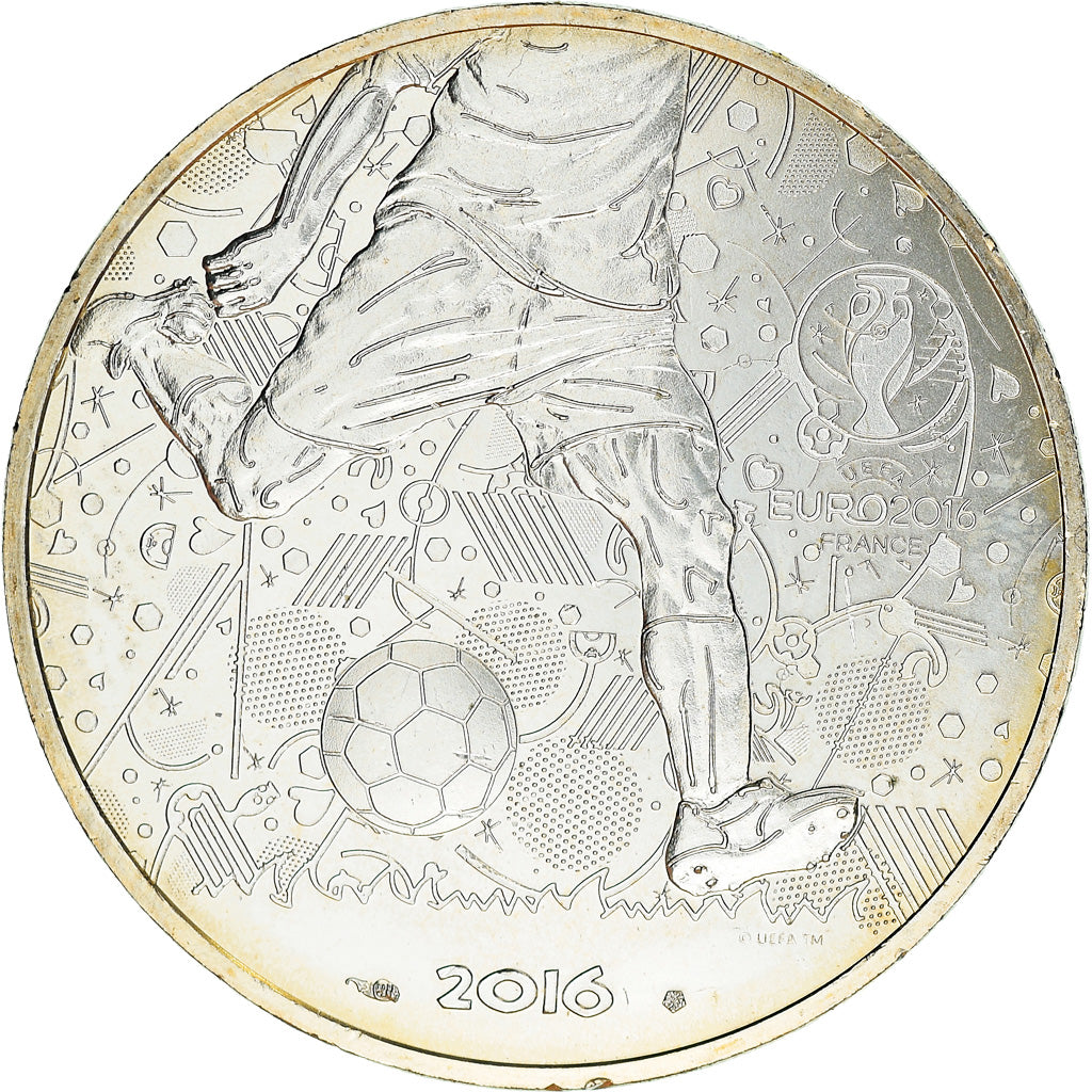 France, 10 Euro, UEFA Euro 2016, 2016, Paris, MS(64), Silver