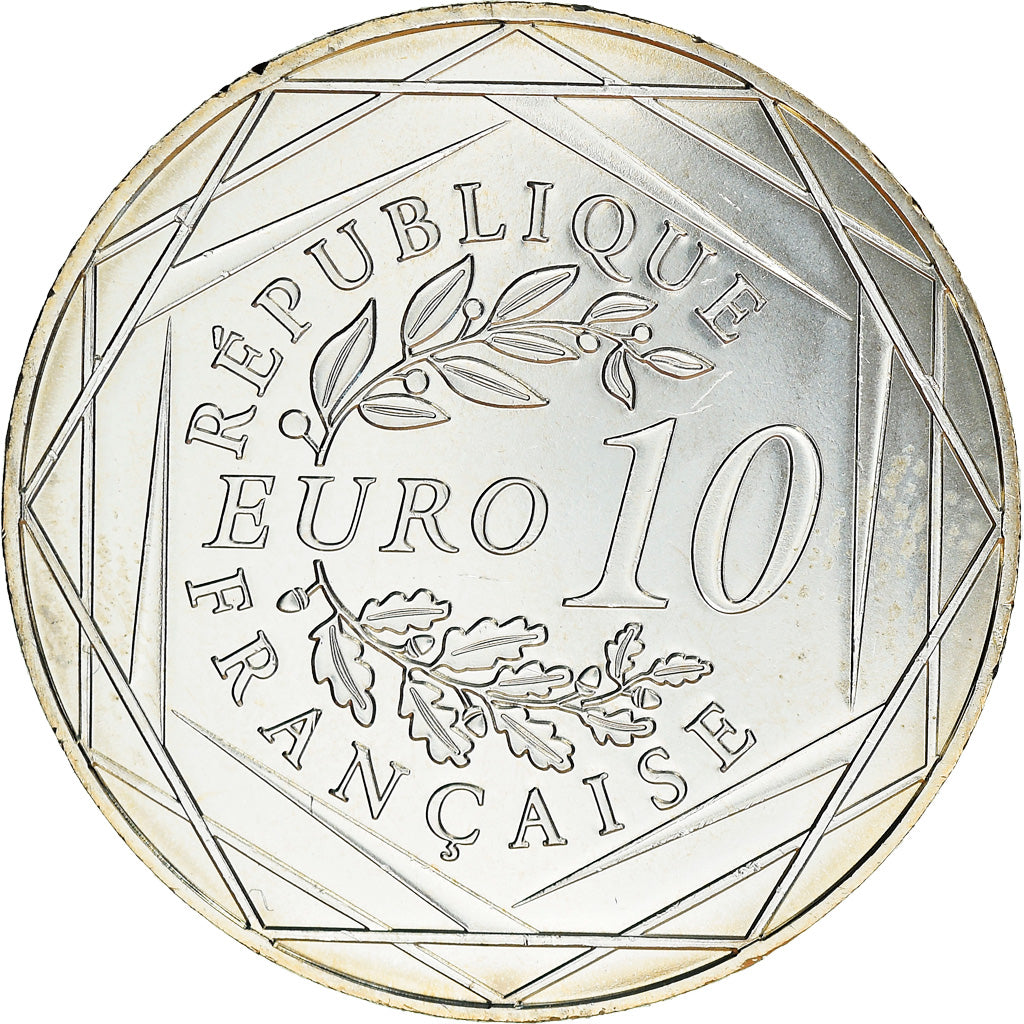 France, 10 Euro, UEFA Euro 2016, 2016, Paris, MS(64), Silver