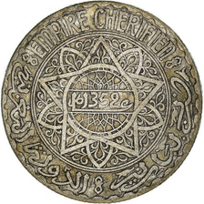 Coin, Morocco, Mohammed V, 10 Francs, 1933, Paris, EF(40-45), Silver, KM:38