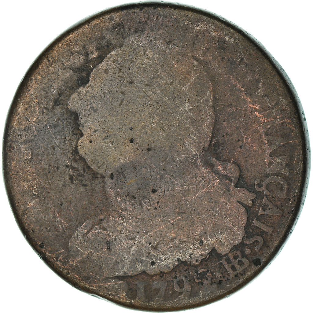 Monnaie, France, 2 sols français, 2 Sols, 1792, Strasbourg, B+, Bronze