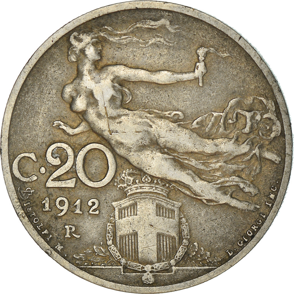 Coin, Italy, Vittorio Emanuele III, 20 Centesimi, 1912, Rome, EF(40-45), Nickel