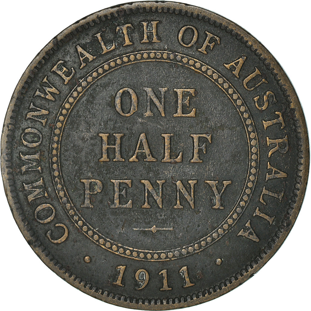 Moneda, Australia, George V, 1/2 Penny, 1911, BC+, Bronce, KM:22