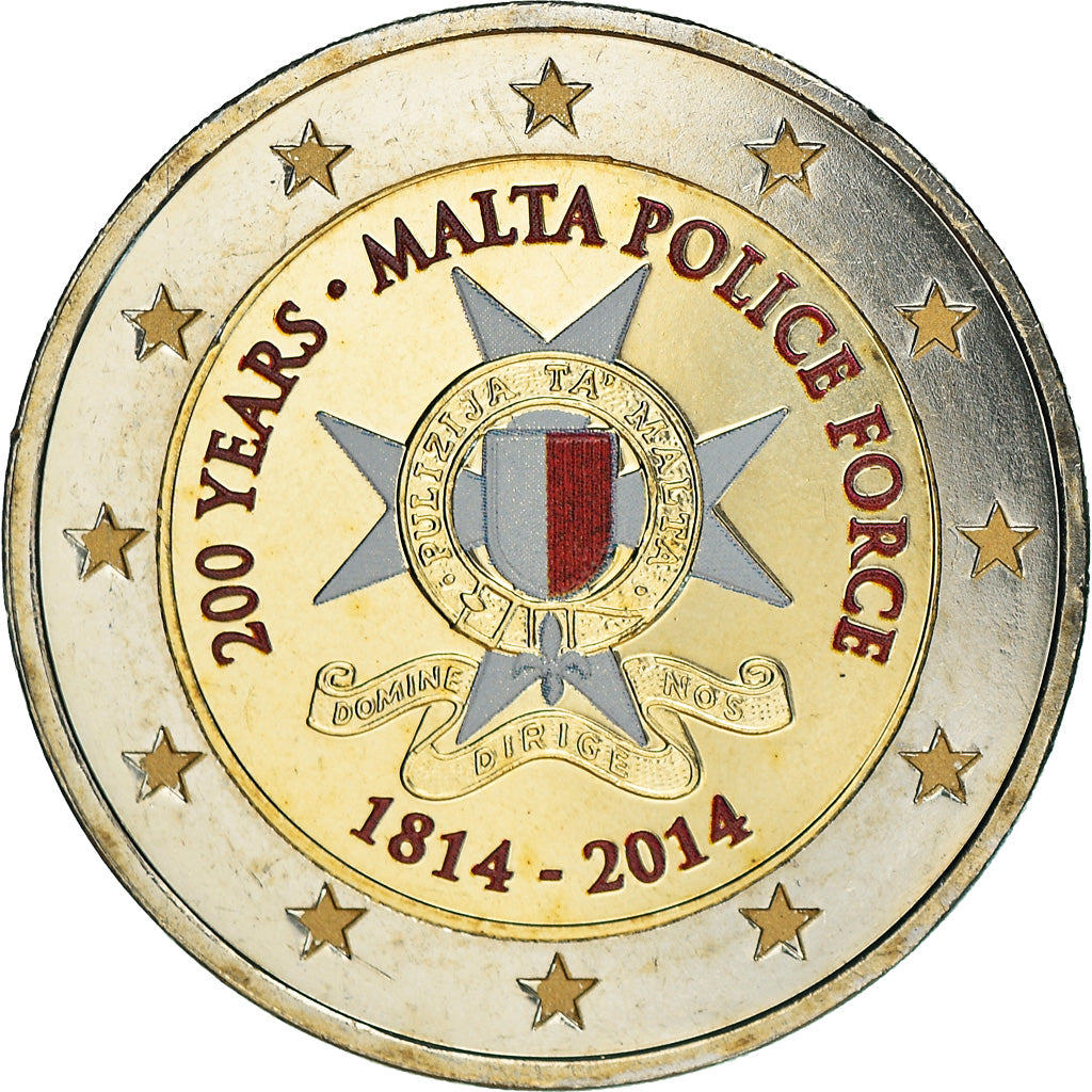 Malta, 2 Euro, Police force, 2014, Colourized, MS(63), Bi-Metallic, KM:New