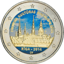 Latvia, 2 Euro, Riga, 2014, Colourized, MS(63), Bi-Metallic, KM:New