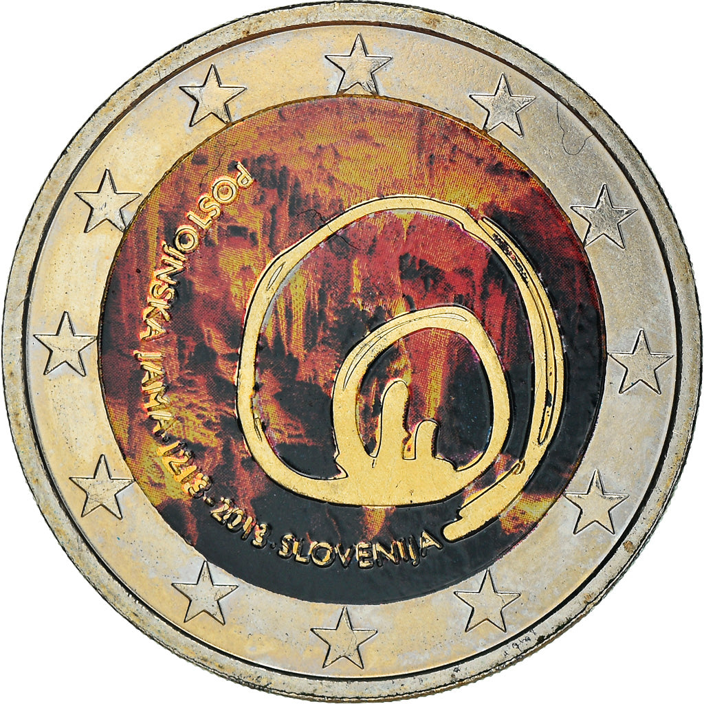 Slovenia, 2 Euro, Postojna, 2013, Vantaa, Colourized, MS(63), Bi-Metallic