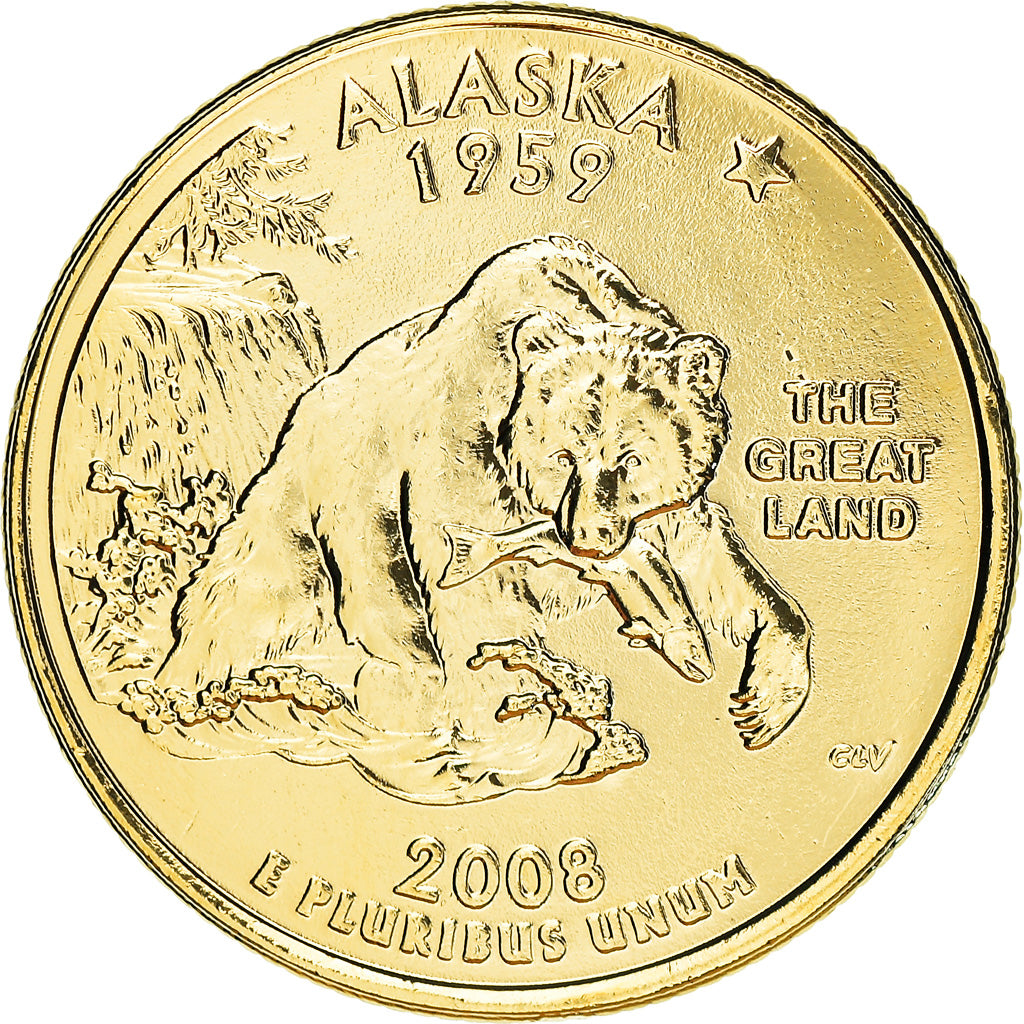 Monnaie, États-Unis, Quarter, 2008, U.S. Mint, Philadelphie, Alaska, SPL