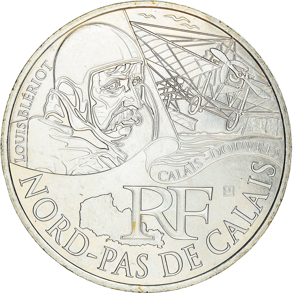 França, 10 Euro, Nord-Pas de Calais, 2012, Paris, MS(63), Prata, KM:1880