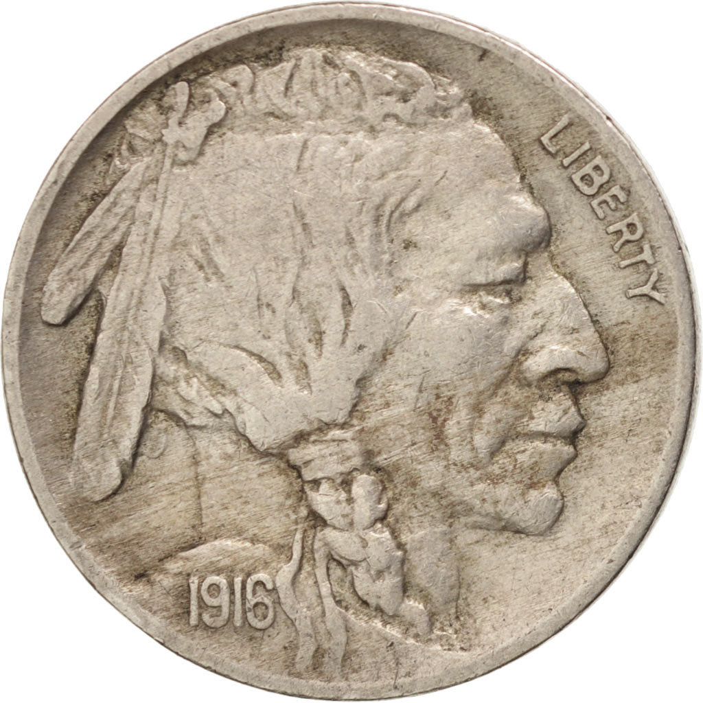 UNITED STATES, Buffalo Nickel, 5 Cents, 1916, U.S. Mint, KM #134, EF(40-45),...