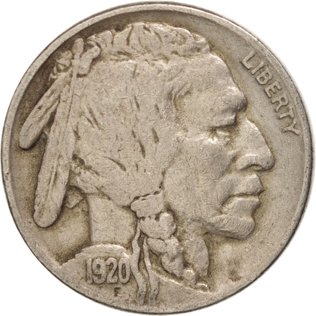 UNITED STATES, Buffalo Nickel, 5 Cents, 1920, U.S. Mint, KM #134, VF(30-35),...