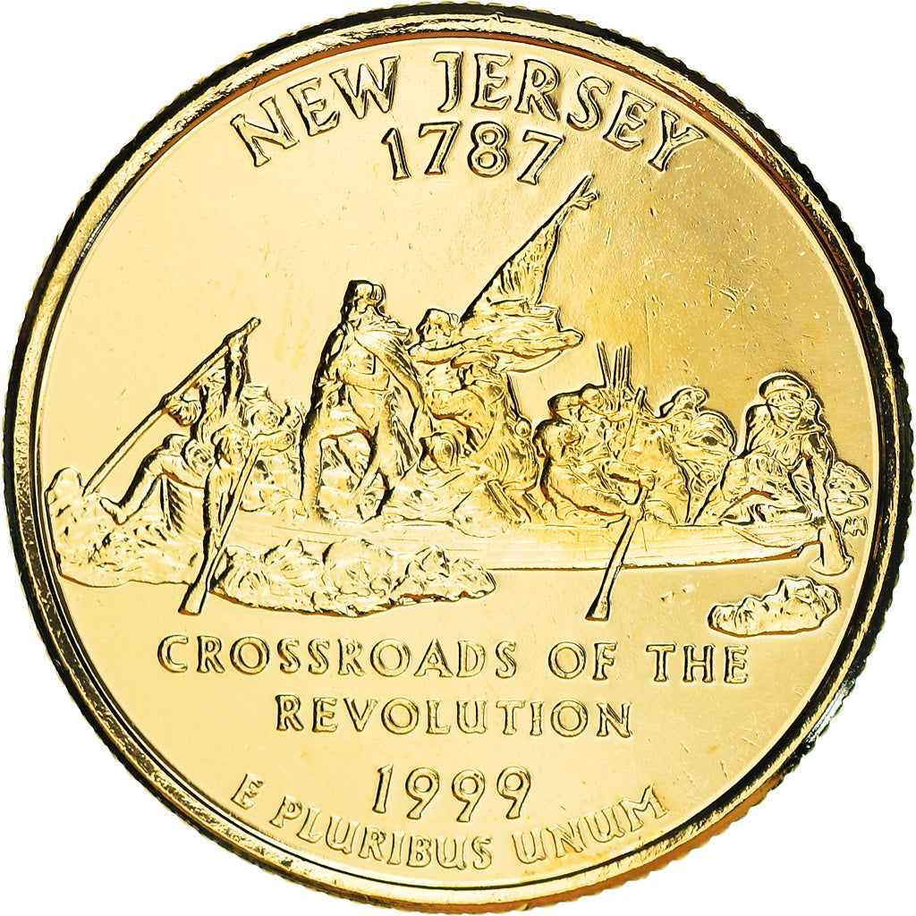 Coin, United States, New-Jersey, Quarter, 1999, U.S. Mint, Philadelphia, golden