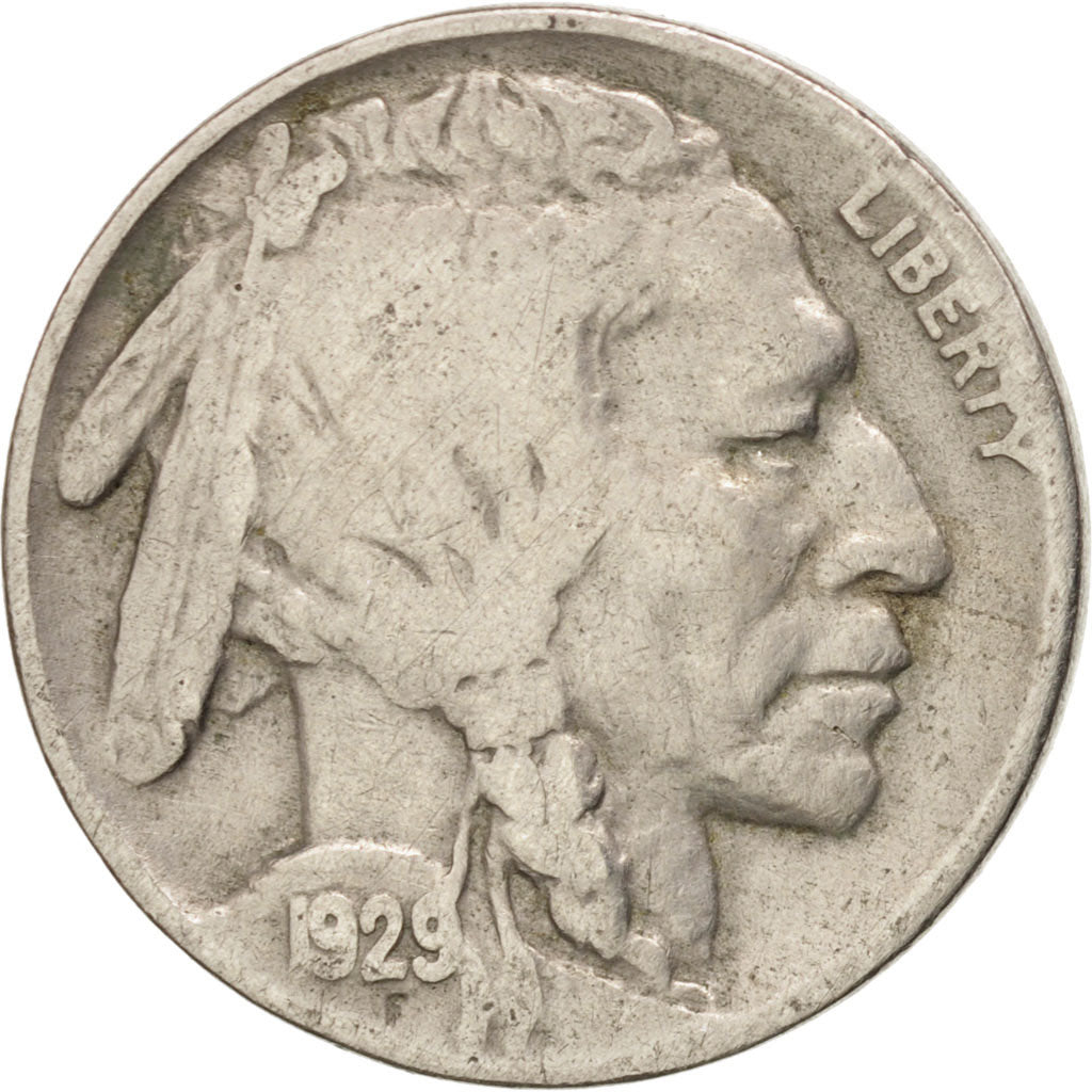 UNITED STATES, Buffalo Nickel, 5 Cents, 1929, U.S. Mint, KM #134, VF(20-25),...