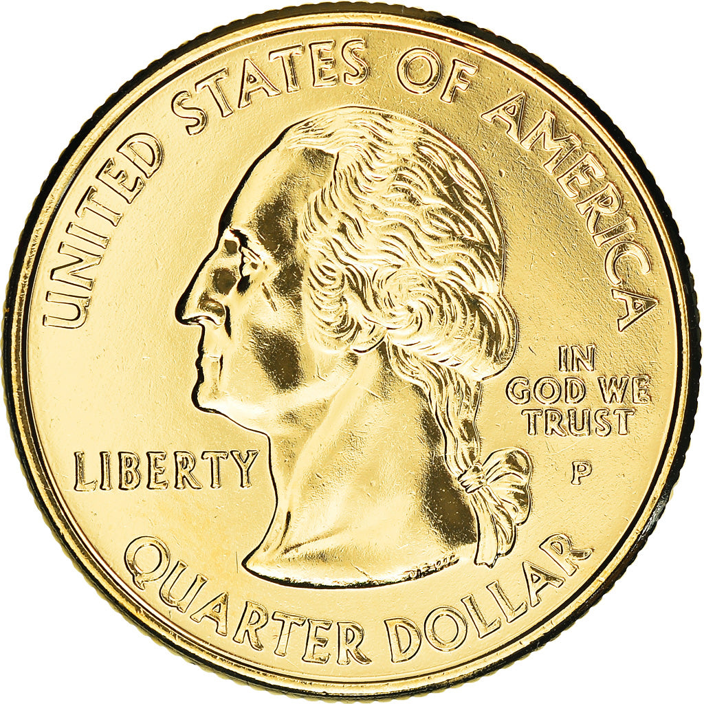 Coin, United States, New Hampshire, Quarter, 2000, U.S. Mint, Denver, golden