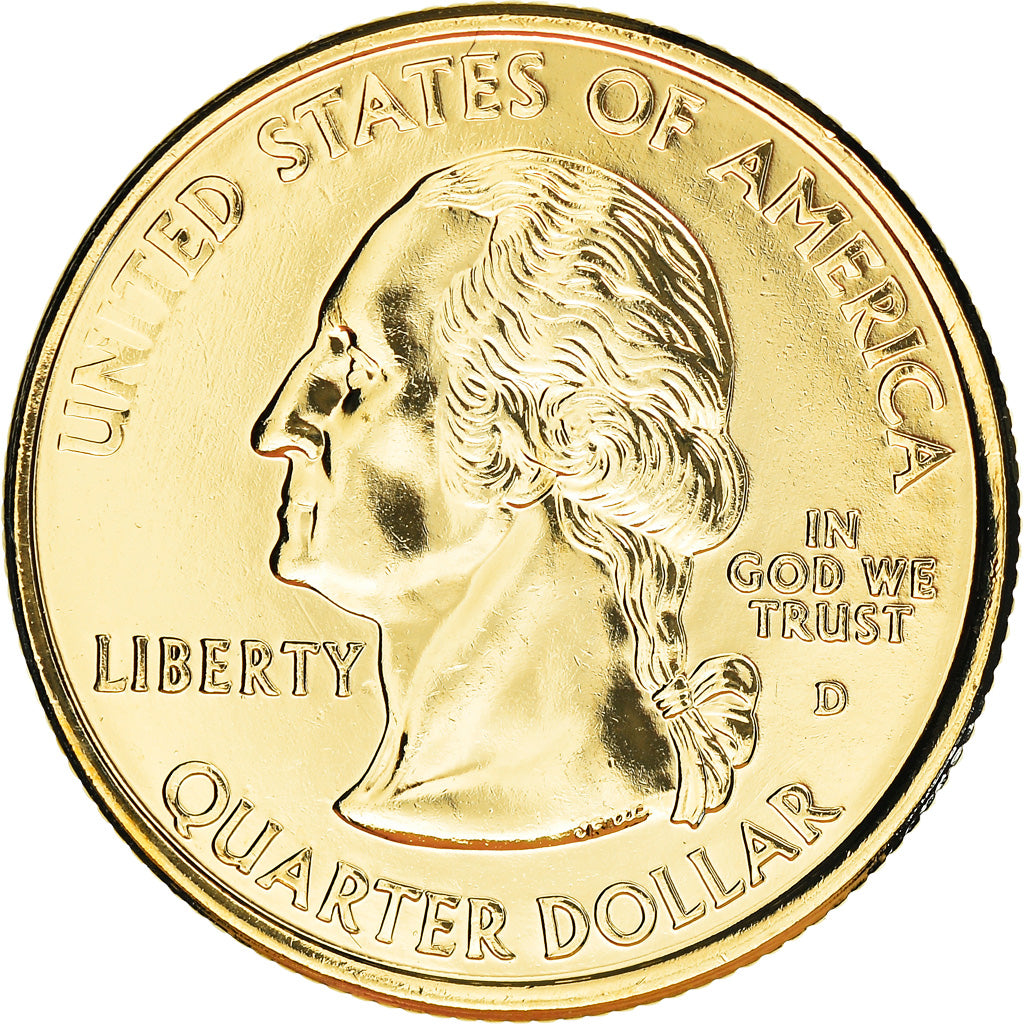 Coin, United States, Virginia, Quarter, 2000, U.S. Mint, Denver, golden