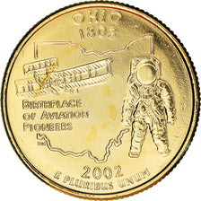 Coin, United States, Ohio, Quarter, 2002, U.S. Mint, Philadelphia, golden